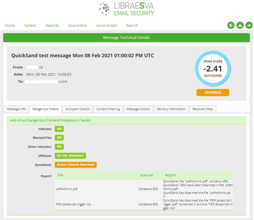 Интерфейс Libraesva ESG